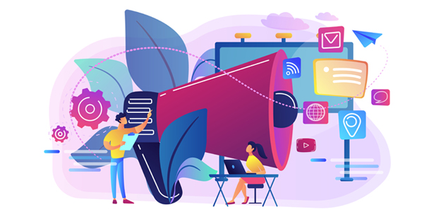 People multitasking and collaborating on digital devices.</p>
<p>